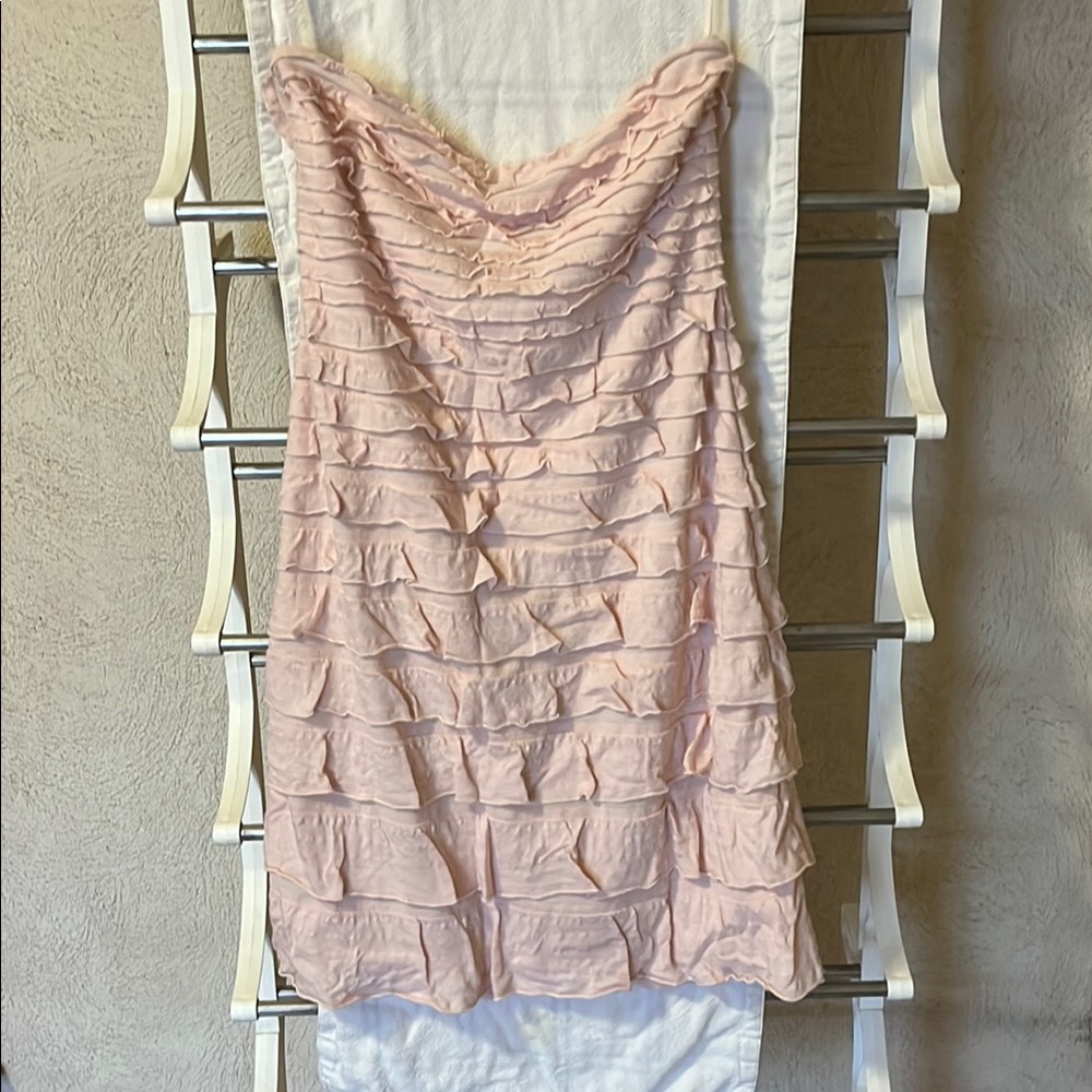 Pink Ruffled Strapless Dress - Picture 3 of 3